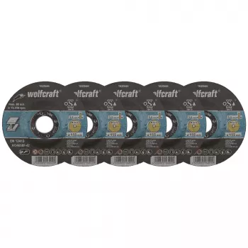 Wolfcraft 1620300 set dischi da taglio, 115 mm di diametro, 22,23 mm foro, 1,0 mm di spessore, 5 pezzi, per metallo e acciaio inox