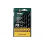 Metabo 627202000 set punte elicoidali per legno, 8 pezzi, 3-10 mm, HSS, punta di centraggio, custodia in plastica