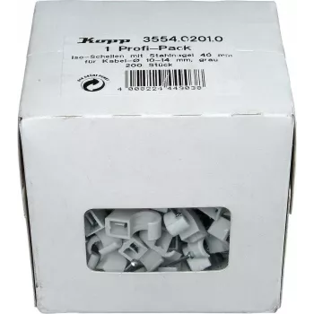 Kopp fermacavo con chiodo, 10-14 mm, grigio, 200 pezzi 355402010