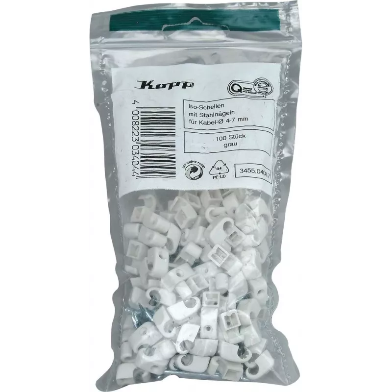 HEINRICH KOPP clip fermacavo con chiodo, fascio Ø 4-7 mm, grigio, 100 pezzi 345504087