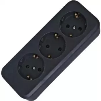 HEINRICH KOPP Ciabatta 3 prese senza interruttore, nero, non cablata, 16 A, 250 V, Schuko, protezione bambini, montaggio a parete 120305001