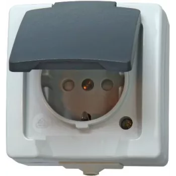 HEINRICH KOPP Presa Schuko con coperchio a ribalta e protezione maggiorata contro i contatti, 16 A, 250 V, da incasso, bianco alpino (107856005)