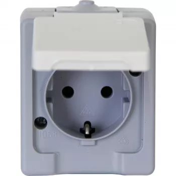 HEINRICH KOPP Presa Schuko da parete 16A 250V IP44 grigio/bianco 100648007