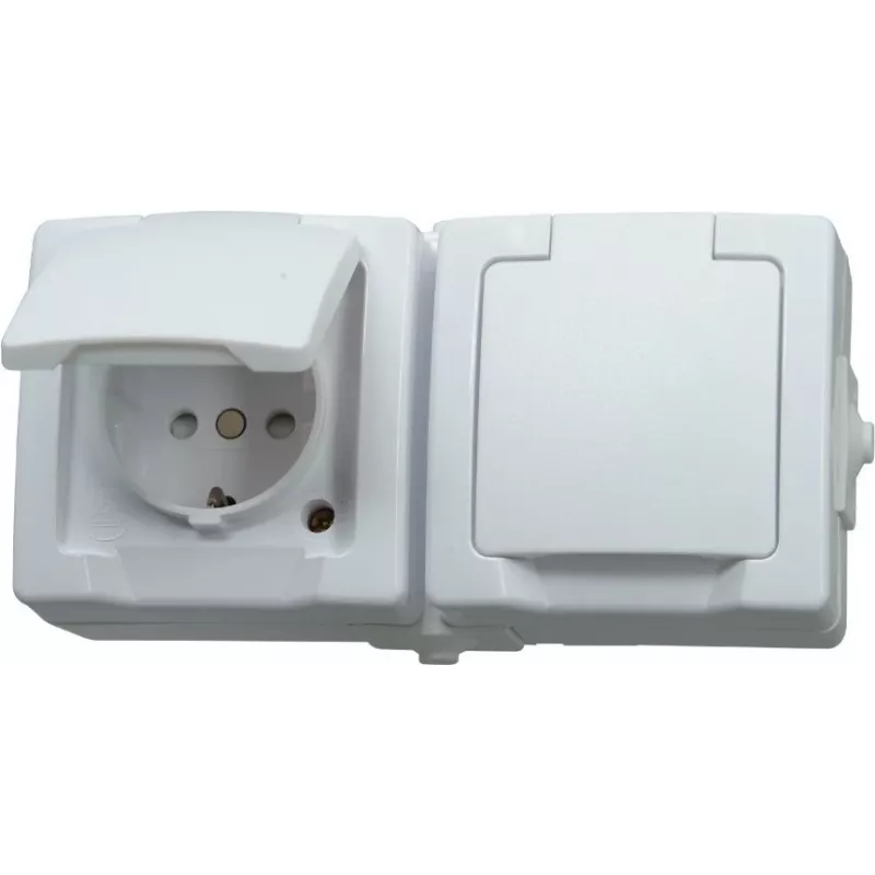 HEINRICH KOPP Presa Schuko con coperchio a ribalta, da parete, IP44, grigio 137002003