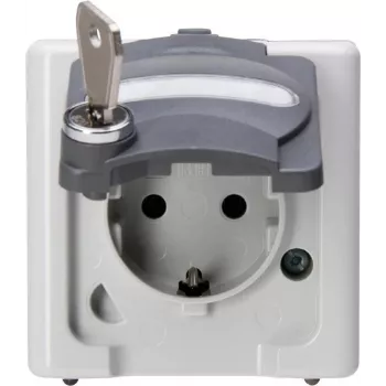 HEINRICH KOPP Presa Schuko 1 presa con chiusura di sicurezza, da parete per ambienti umidi, grigio (103556002)
