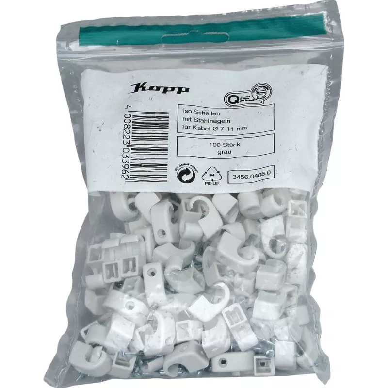 Kopp Morsetto per cavi con chiodo, diametro fascio 7-11 mm, grigio, 100 pezzi 345604080