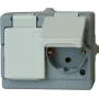 HEINRICH KOPP Presa Schuko doppia da parete IP44, precablata, orizzontale, grigio 1302.4800.6