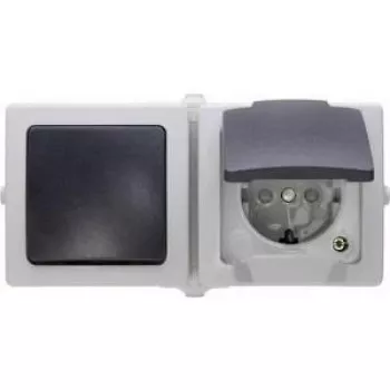 Kopp Nautic Unità combinata, presa con interruttore e coperchio a ribalta, grigio, IP44, montaggio a parete 138656001
