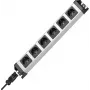 Kopp POWERversal Ciabatta a 6 prese con ingresso GST18i, senza interruttore, argento/nero 2.29420012E8