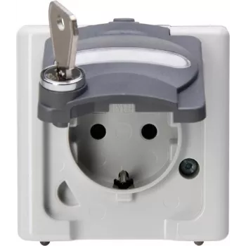 HEINRICH KOPP Presa Schuko singola con serratura di sicurezza, da parete, IP44, grigio 103756008