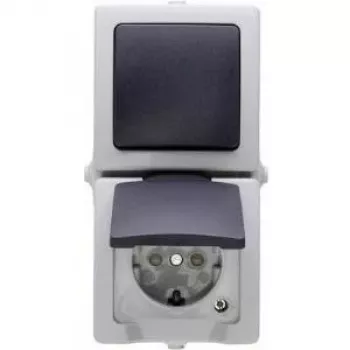 HEINRICH KOPP Nautic Grigio Interruttore combinato e presa con coperchio a ribalta, IP44, 250 V, 16 A 138556008