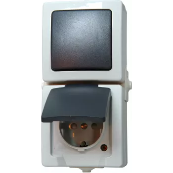 HEINRICH KOPP Nautic Grigio Interruttore combinato e presa con coperchio a ribalta, IP44, 250 V, 16 A 138556008