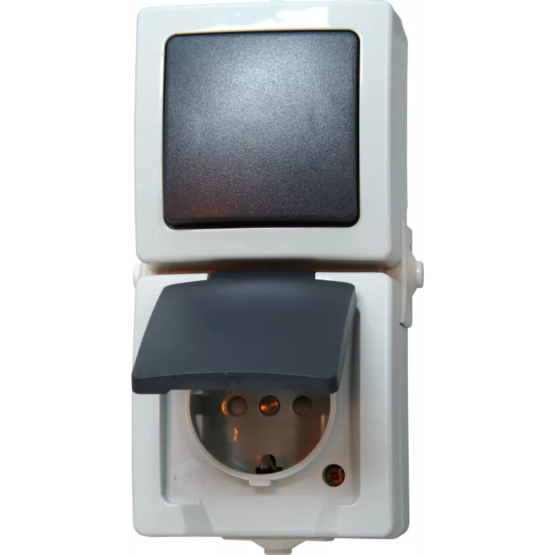 HEINRICH KOPP Nautic Grigio Interruttore combinato e presa con coperchio a ribalta, IP44, 250 V, 16 A 138556008