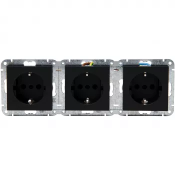 HEINRICH KOPP HK07 KombiQuick presa Schuko da incasso 3 vie, orizzontale, nero, 16 A, 250 V, IP20, morsetti a vite, senza protezione bambini 133350001