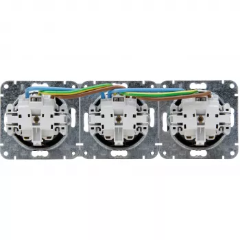 HEINRICH KOPP HK07 KombiQuick presa Schuko da incasso 3 vie, orizzontale, nero, 16 A, 250 V, IP20, morsetti a vite, senza protezione bambini 133350001