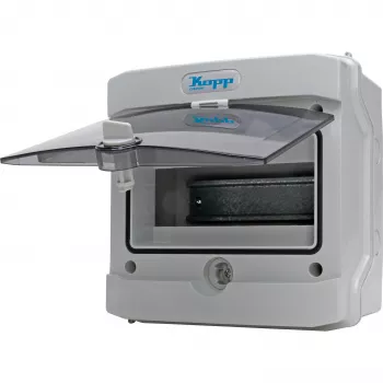 Heinrich Kopp 353854000 quadro di distribuzione per ambienti umidi da parete con porta, morsettiera e accessori, grigio/nero
