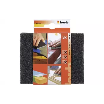 kwb 89000 Set spugne abrasive, grana fine, 3 pezzi, per legno e metallo