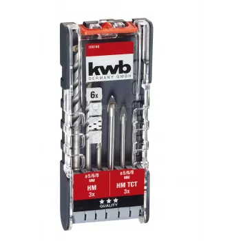 kwb 109146 Set punte per vetro, 6 pezzi, 5/6/8 mm, carburo di tungsteno, per vetro, piastrelle, ceramica, specchi, porcellana