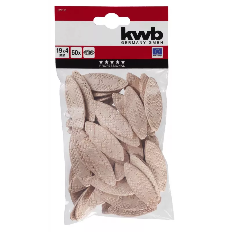 kwb Tasselli per legno 10 mm, 50 pezzi, faggio, scanalati, DIN 68150 029110