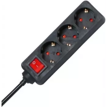HEINRICH KOPP 129715009 Prolunga per interni, 3 prese Schuko, 1,4 m, nero/rosso