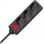 HEINRICH KOPP 129715009 Prolunga per interni, 3 prese Schuko, 1,4 m, nero/rosso