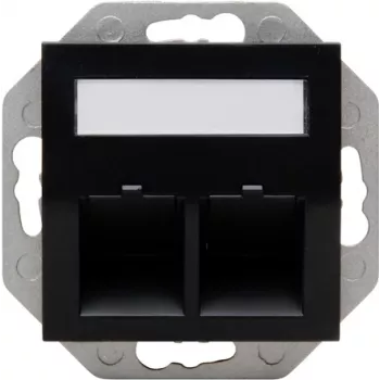 HEINRICH KOPP HK07 Placca a parete Keystone con coperchio, IP44, 2 porte, nero 953850004
