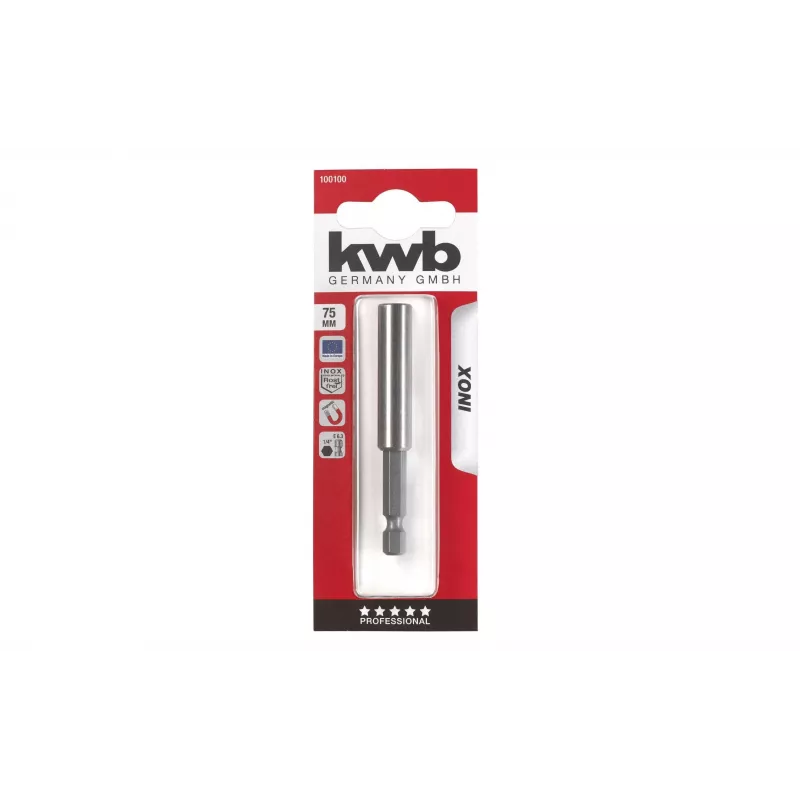 kwb INOX Portapunta con bussola in acciaio inox, 1/4