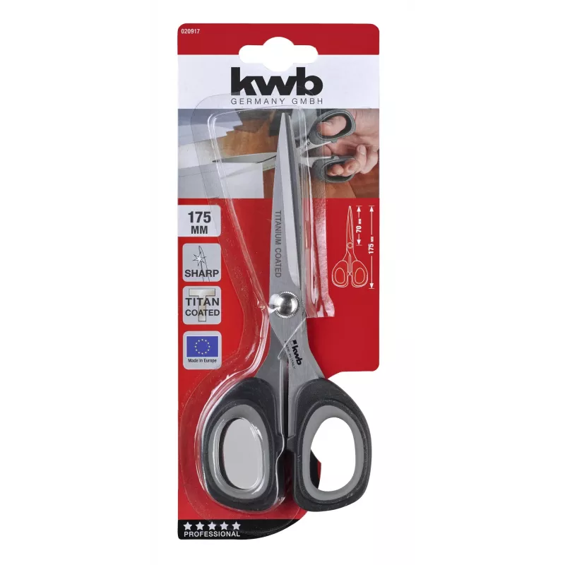 KWB 020917 Forbici universali 200 mm acciaio inox Soft Grip nero/rosso