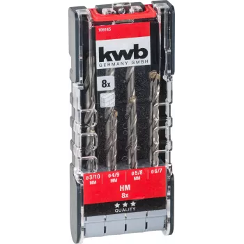 kwb 109145 Set di punte elicoidali per pietra in carburo, 8 pezzi, 3-10 mm