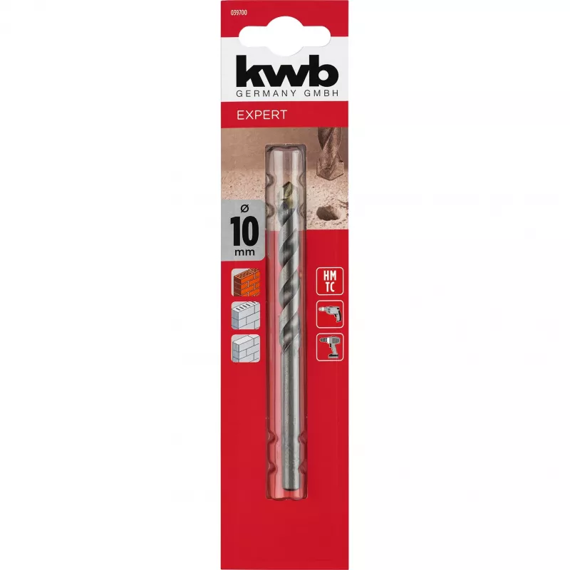 kwb 039700 Punta elicoidale per muratura HSS 10 mm x 120 mm gambo cilindrico (1 pezzo)
