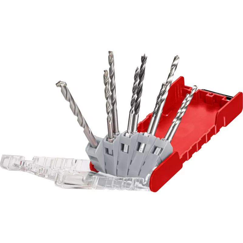KWB 109155 Set di punte elicoidali HSS, 9 pezzi, 1,5-6,0 mm, DIN 338, rettificate, per metallo, plastica, legno