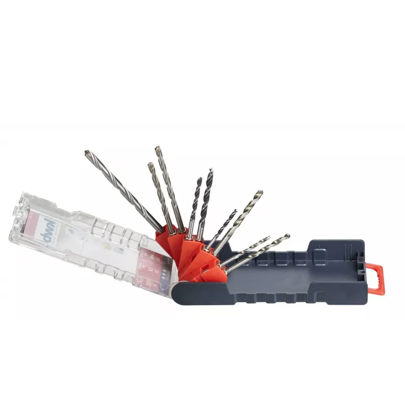 KWB 109155 Set di punte elicoidali HSS, 9 pezzi, 1,5-6,0 mm, DIN 338, rettificate, per metallo, plastica, legno