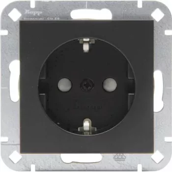 Kopp presa SCHUKO con protezione aumentata contro i contatti, nero opaco, HK07, 16 A, 250 V, montaggio da incasso 940050000