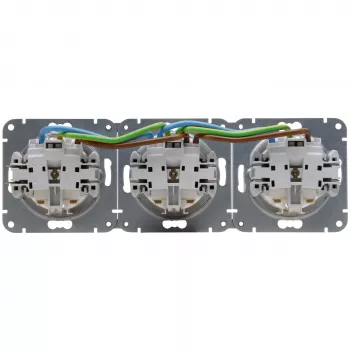 HEINRICH KOPP HK07 KombiQuick presa Schuko orizzontale a 3 posti con protezione bambini, bianco puro 133429002