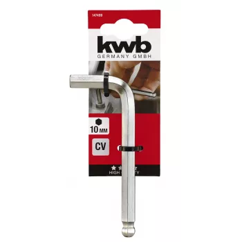 kwb set di chiavi a brugola 9 pezzi con testa sferica metrico acciaio cromo-vanadio DIN 911 147499