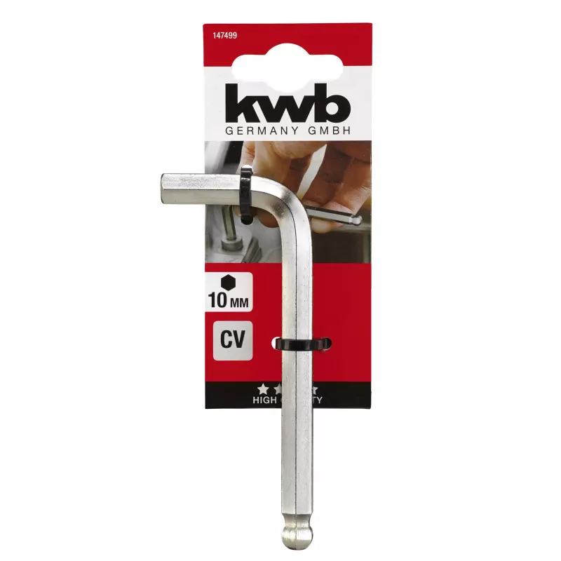 kwb set di chiavi a brugola 9 pezzi con testa sferica metrico acciaio cromo-vanadio DIN 911 147499