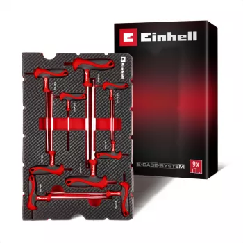 Einhell 370526 Set inserti per valigetta 9 pezzi per E-Case, rosso/nero