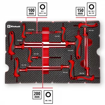 Einhell 370526 Set inserti per valigetta 9 pezzi per E-Case, rosso/nero