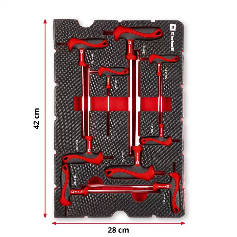 Einhell 370526 Set inserti per valigetta 9 pezzi per E-Case, rosso/nero