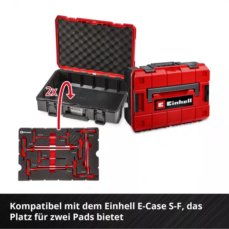 Einhell 370526 Set inserti per valigetta 9 pezzi per E-Case, rosso/nero