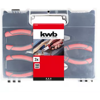 kwb 381090 Set di pinze 3 pezzi (pinza combinata, tronchese, pinza a punte)