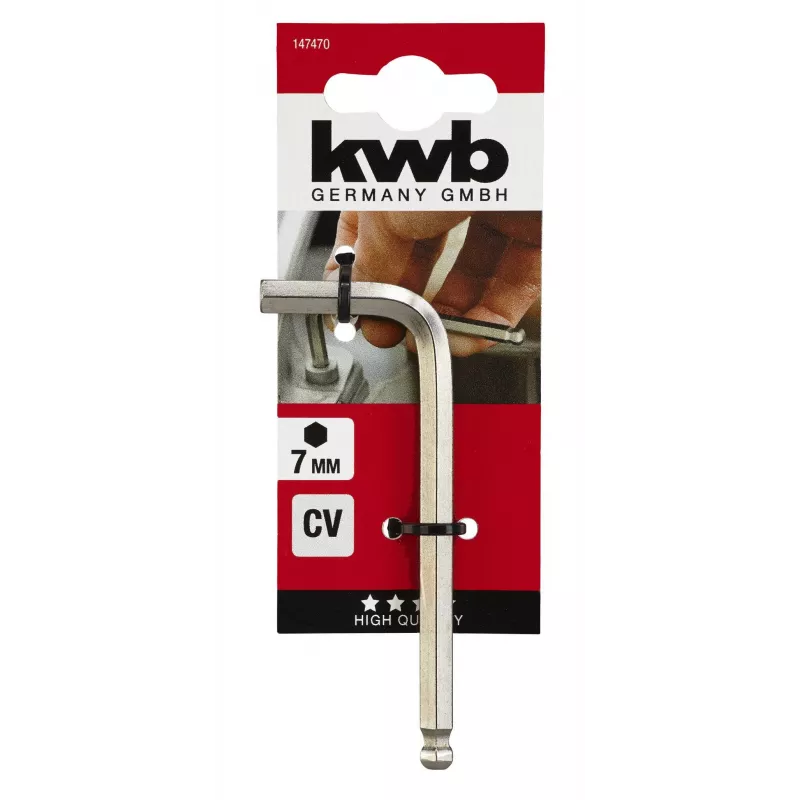 KWB Set chiavi a brugola 9 pz. metriche acciaio cromo-vanadio chiavi a L con supporto in plastica 147470