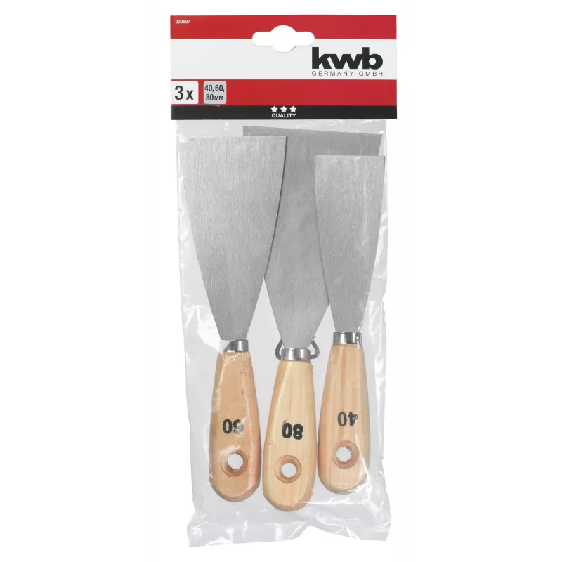 kwb 029997 Set spatole 4 pz. acciaio inox lame flessibili 30-100 mm