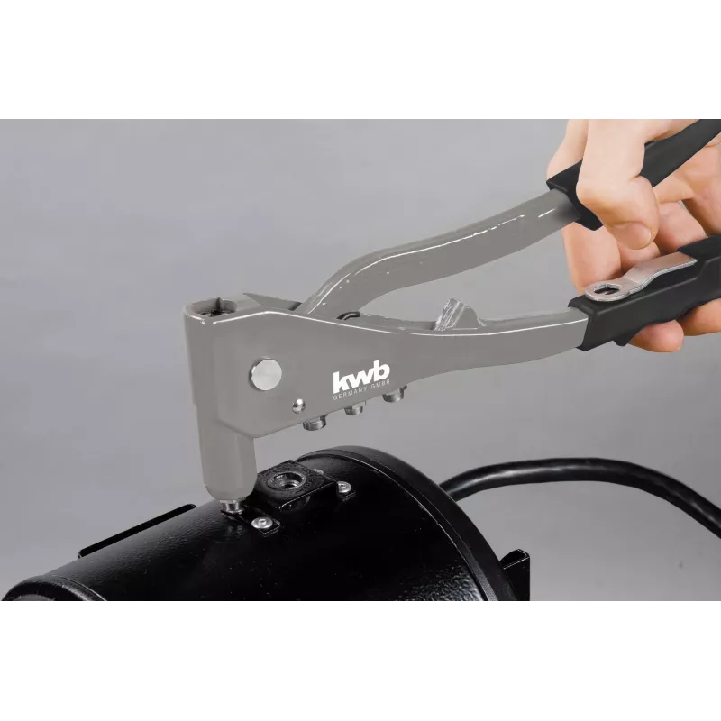 kwb 407200 rivettatrice manuale con 4 ugelli (2,4-4,8 mm), per rivetti in alluminio e acciaio