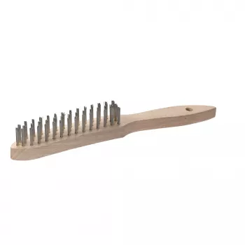 kwb 919930 Spazzola metallica a mano, 3 file, filo d'acciaio, setole ondulate, manico in plastica, 255 mm