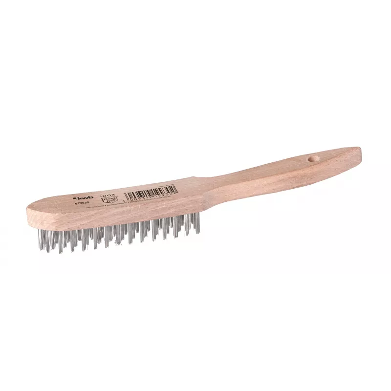 kwb 919930 Spazzola metallica a mano, 3 file, filo d'acciaio, setole ondulate, manico in plastica, 255 mm