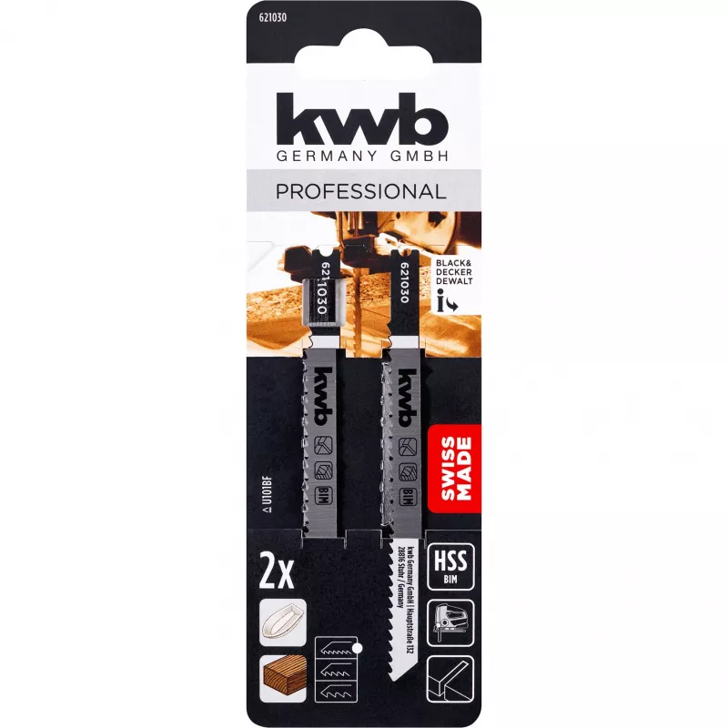 kwb 621030 lame per seghetto alternativo per legno, levigate, metallo duro, 2 pz.