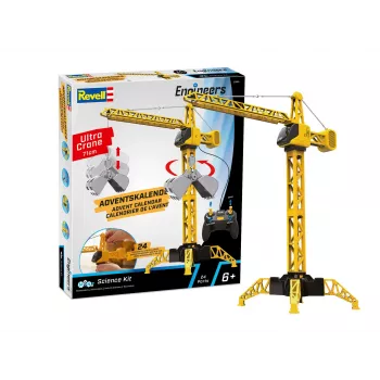 Revell calendario dell'Avvento Mega Kran puzzle 3D, 108 pezzi, Snap-Fit, 24 finestrelle, da 10 anni