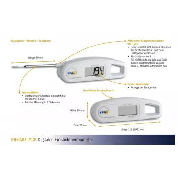 TFA Dostmann Termometro digitale a sonda 30.1047