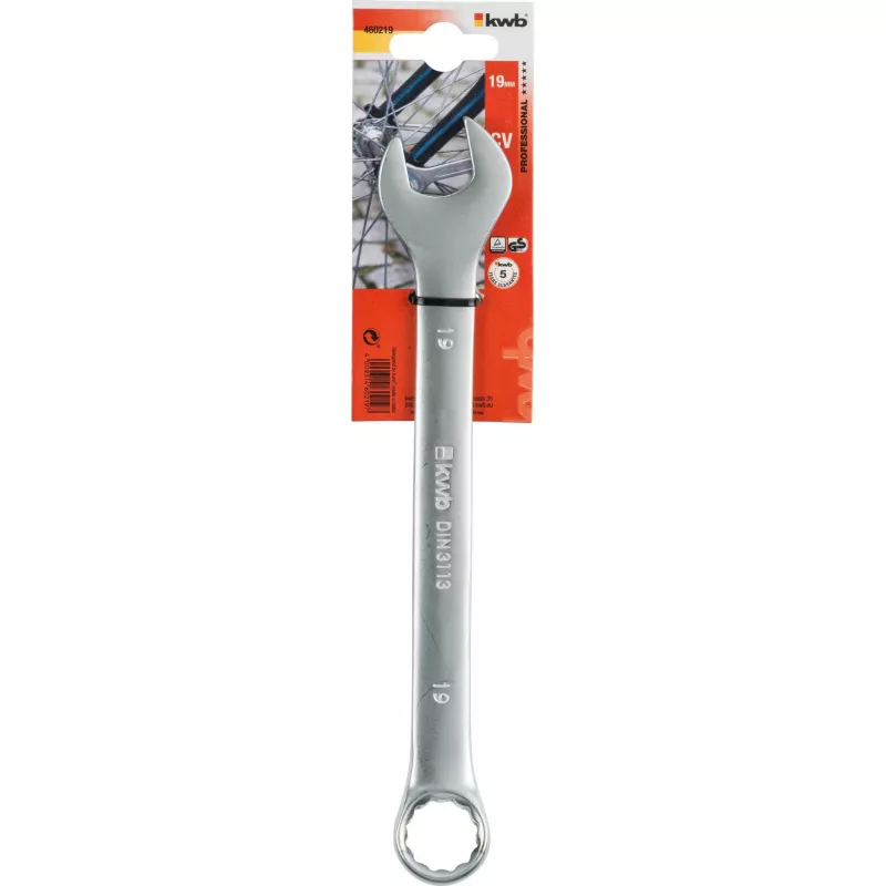 kwb 460219 Chiave a forchetta e a tubo 19 mm, acciaio cromo-vanadio, DIN 3113
